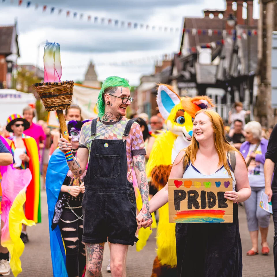 image of pride parade in leek